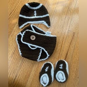 So’Dorable Newborn Handmade Knit Brown and White Football Crochet Baby Set